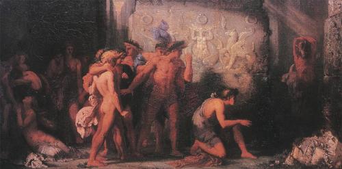 necspenecmetu: Gustave Moreau, Athenians Delivered to the Minotaur, 1855