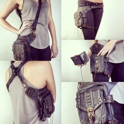 giant friggin&rsquo; crap, I want this bag! How rugged! Leather, metal, a chain! Bag, Prepare fir the honour of being my new murse!