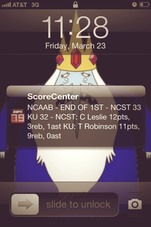 Half time of the NCAA Sweet 16 NC State vs Kansas showdown