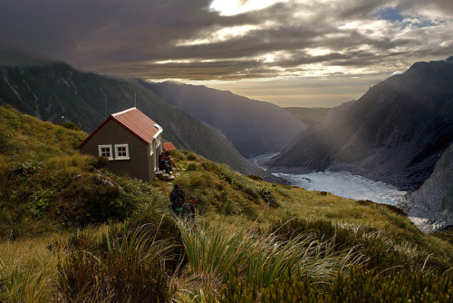 Evening at Chancellor hut, above the middle ice fall of the Fox Glacier, New Zealand (by go wild - N