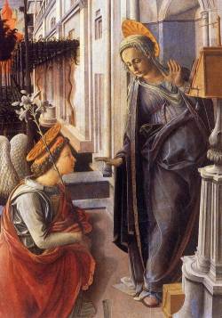Sopra: Filippo Lippi (Frate), Annunciazione; Sotto: Filippino Lippi, San Filippo
