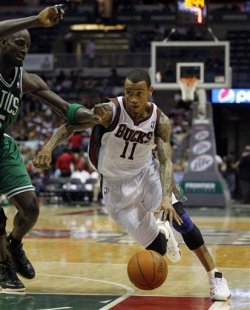 monta ellis rocking the white/red 14s  13