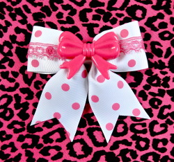 punkupbettie:  Pin Up Lovely Bow &amp; Lace Polka Dot Hot Pink Hair Bow   http://punkupbettie.bigcartel.com/product/pin-up-lovely-bow-lace-polka-dot-hot-pink-hair-bow