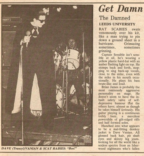 dykevanian:zombiesenelghetto:The Damned, press review 1976“Captain Sensible isn’t sensible at 