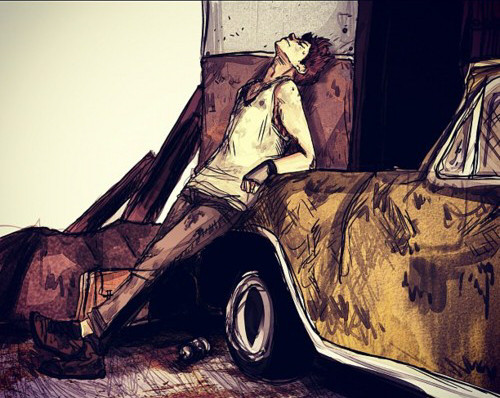 suitfer:Kurt as a mechanic (Taken with instagram)