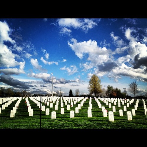Camp Nelson Cemetery #cemetery #veterans #war #iphoneography #instagram #photography #sky #clouds #colours  (Taken with instagram)