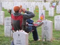 futuresailorcaruso:  sweetsummerlovee:  equestrianna:  This guy was at Arlington Cemetary. He visits his buddy every Friday night and continues the tradition of having a beer together. Then he packs up, pats the tombstone, and heads back to his truck.