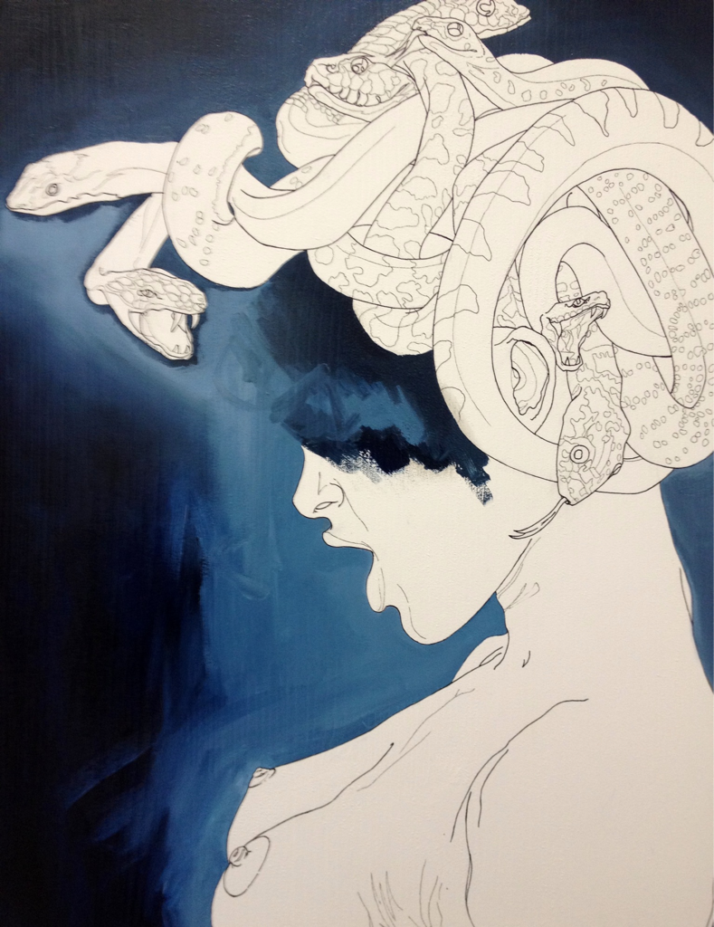 riccardogavazzi:  Medusa, 40x50 cm, oil on wood. 