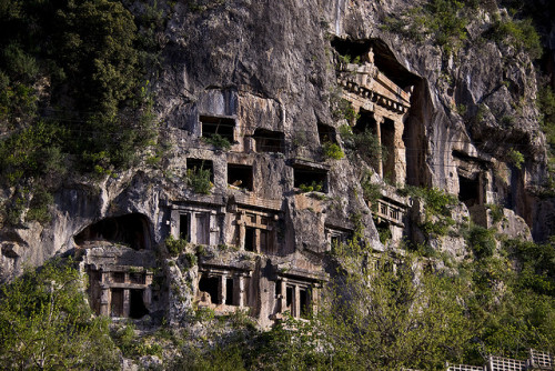 Lycian tombs carved in the rock, Fethiye, Turkey (by fatih oktay).