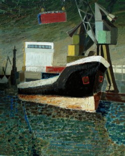 plurdledgabbleblotchits:  redonschildern:  Edwin Gardiner Container Ship 2012 Oil on linen www.edwinart.com  cool 