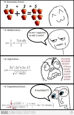 9gag:  Math at engineering school…. 