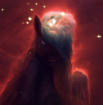 shunkawarakin:  asklaurastuff:  The before was a pic from space I saw a few days back…so I turned it into a space pony >u<  Imaginative.  That’s beautiful! I love it.