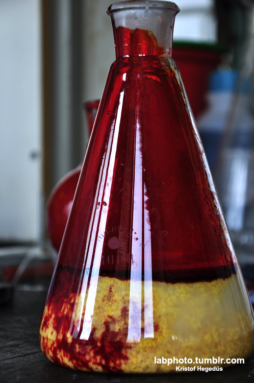 labphoto:  Today the reaction that was stirred for in the past 4 days was poured