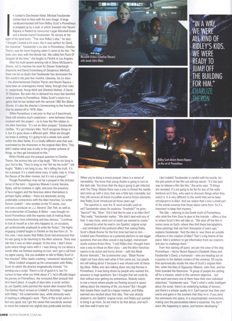 ‘Prometheus’ featured in Filmink April 2012 issue [6 x MQ] [Copy: *here* or *here*]