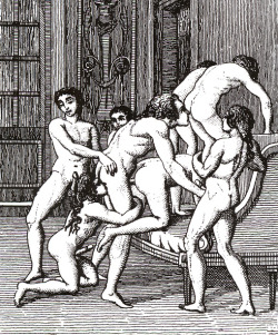 romantisme1812:  An erotic engraving from Marquis de Sade’s Les 120 journées de Sodome. 