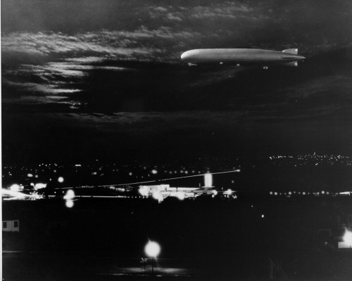 The Graf Zeppelin hovers over Los Angeles in 1929.