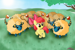 ponycrossovers:  pokemon shepherd  omg i love mareeps &lt;3 &lt;3
