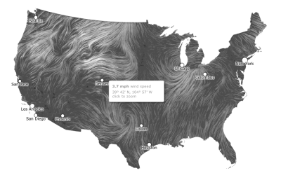 (Lightly) Interactive, Active “Wind Map” of the United States