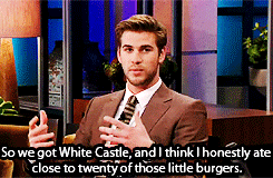 ohmellark:  Liam Hemsworth on his trip to White Castle with Josh Hutcherson (x)  Genius