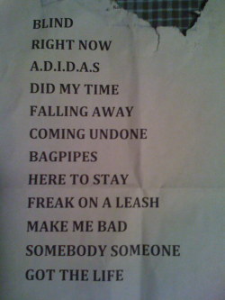 my KoRn setlist OKC