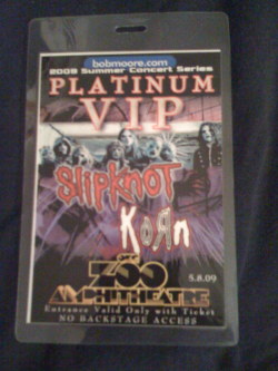 my front row pass to slipknot OKC