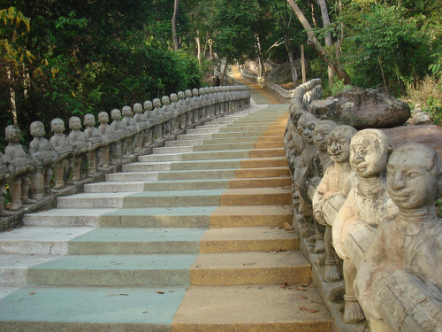 Stairs to Phnom Suntok temple in Kompong Thom, Cambodia (by spaceppl).