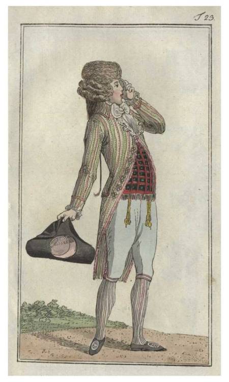 damesalamode:Journal des Luxus, 1788.Wow.  This is a guy who is NOT afraid to combine color and