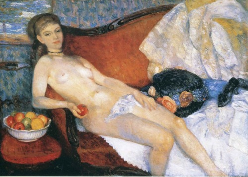 bonjourtableau - Nude with Apple, 1910, William James Glackens,...