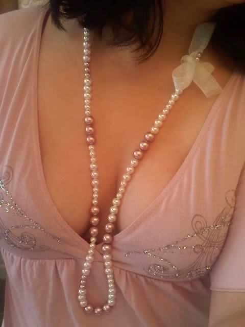 prettypinkchair:  in celebration of cleavage day…  Pearl necklace Beavis.