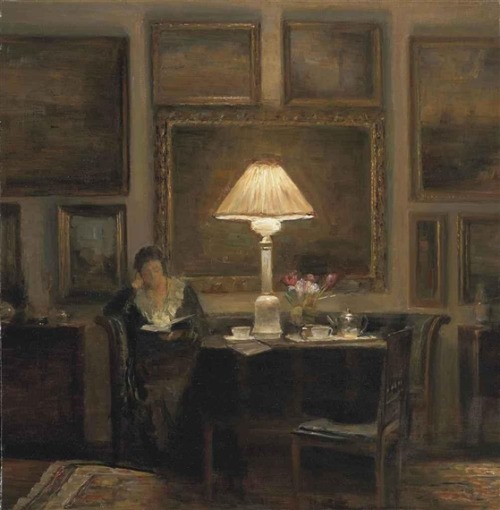 poboh:  A lady reading by lamplight, Carl porn pictures