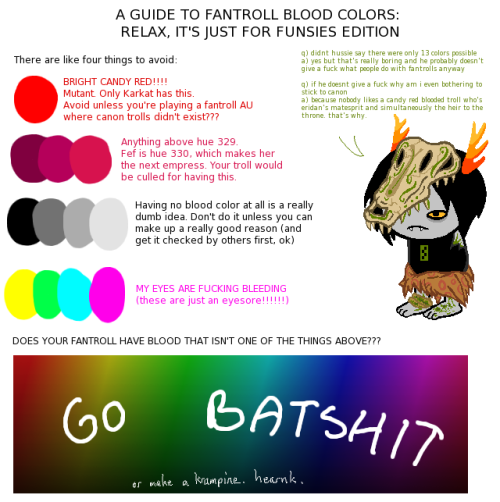 halcyonrags:i got pissed at a terrible “fantroll blood color” image going around so i made thislit. 