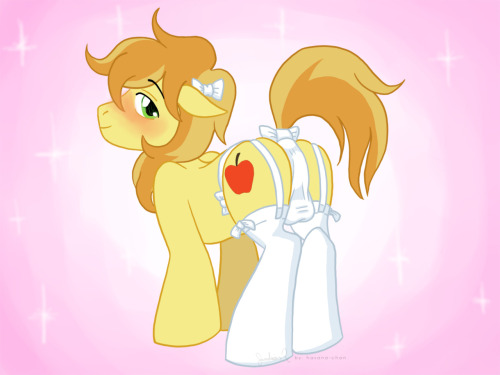 rainbowdash-likesgirls:  sturmpony:  ecmajor:  Braeburn in Stockings by ~Hasana-chan Manliness is overrated. This is the best kind of stallion <3  d’aww, what a cutie.  So kawaii!  