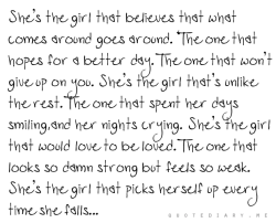 because no matter how many times someone says they will, you can only count on yourself in the end.