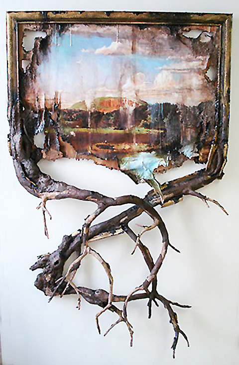 valeriehegarty.comValerie Hegarty, West Rock with Branches, 2012, Wood, wire, epoxy, archival print 