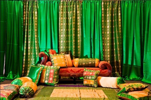 This is a pretty easy DIY mehendi stage. Bonus points for making it look so good!