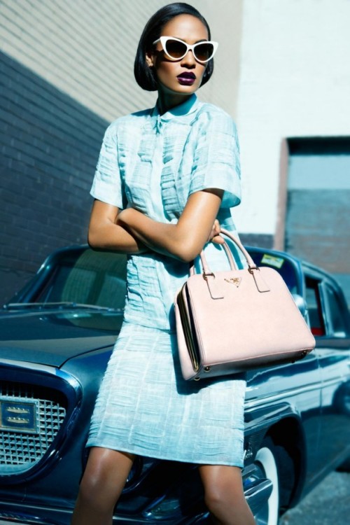 Joan Smalls @ IMG  Vogue Australia, May 2012  Dress & Bag, both Prada Photographer - Kai Z Feng 