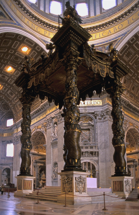 artaddictsanonymous:Gian Lorenzo Bernini, Baldacchino (canopy for the high altar of Saint Peters; in