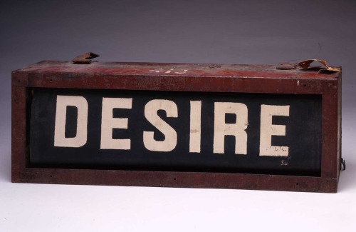 LIKEY:
“ Sign from a car on the old Desire streetcar line (of Tennessee Williams fame). Circa 1935, via the Historic New Orleans collection.
”