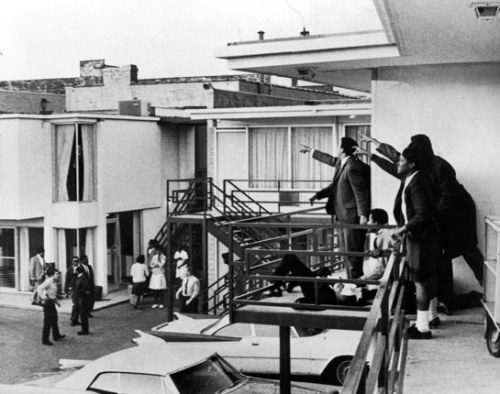 picturesofwar:  This day in history: Martin Luther King, Jr., aged 39, is assassinated by James Earl Ray while standing on the balcony of the Lorraine Motel in Memphis, Tennessee. April 4, 1968 - 44 years ago today. 