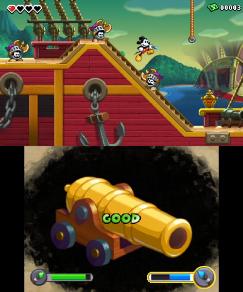 tinycartridge:  Epic Mickey: Power of Illusion’s first 3DS screenshots show the mouse mascot jumping through Peter Pan and Beauty & the Beast-themed stages (click for larger images). Releases this fall. I am down for this. Buy: Epic Mickey games,