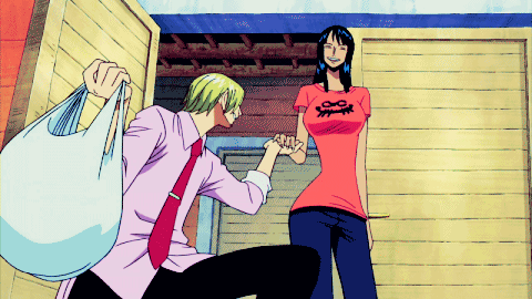 Chopper: Oi, we’re coming in! We’re back!Sanji: Oh Chopper, and Robin-chwan~!♥Chopper: