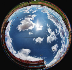 imagesofthegame:  Camelback Ranch - Glendale A fisheye view (looking straight up) of Camelback Ranch, the spring training home of the Trolley-Dodgers and the Pale Hose.