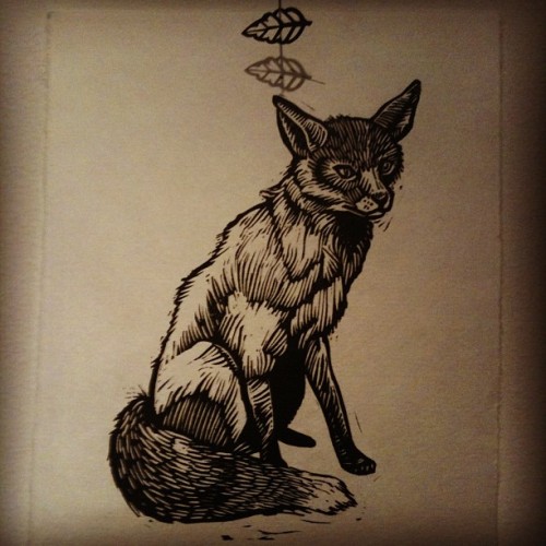 fox linocut