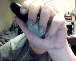 LOOK AT MY NAILS. WOOHOO. The dots are Sharpie.