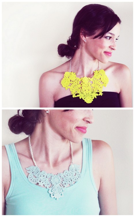 DIY Lace Bib Necklace. I&rsquo;m posting this because it is so simple to make yet so striking, espec