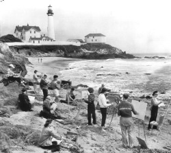 artistandstudio:  art students painting near Pescadero, California