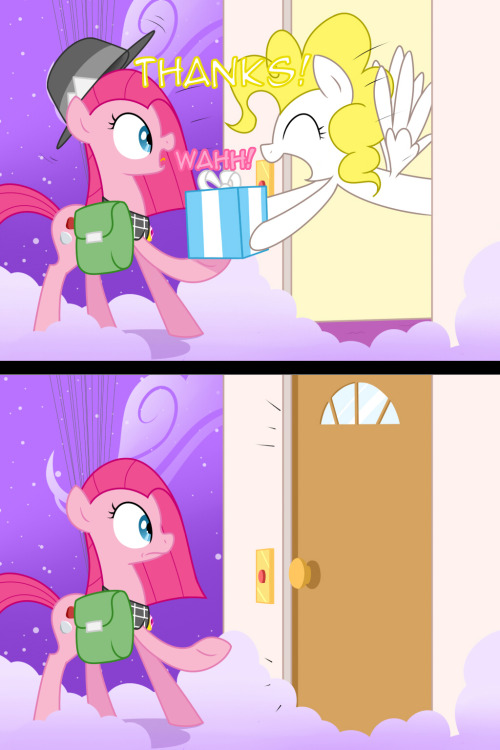 asksurprise:  ask-pinkamena-diane-pie:  Better Late than Never.  (Wow, I don’t remember looking so grumpy that day… Huh.) Great present tho!  It’s Pogo the clown! She’s safe with kids