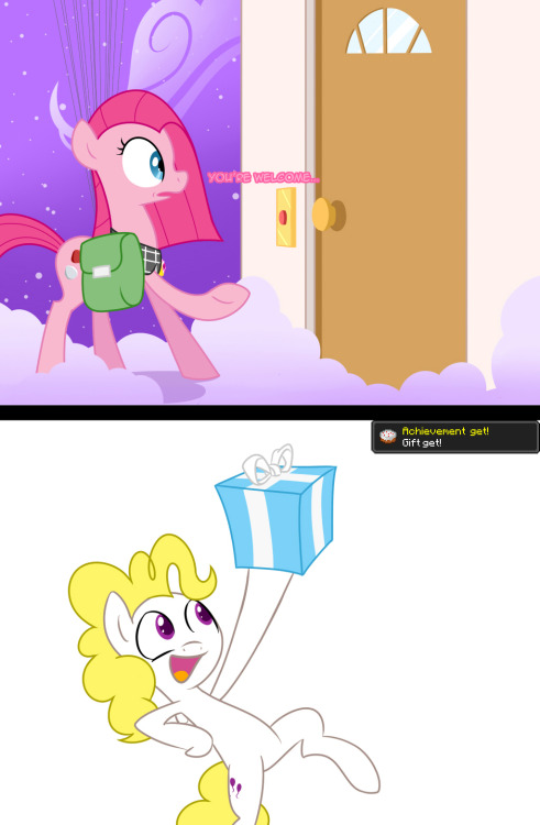 asksurprise:  ask-pinkamena-diane-pie:  Better Late than Never.  (Wow, I don’t remember looking so grumpy that day… Huh.) Great present tho!  It’s Pogo the clown! She’s safe with kids