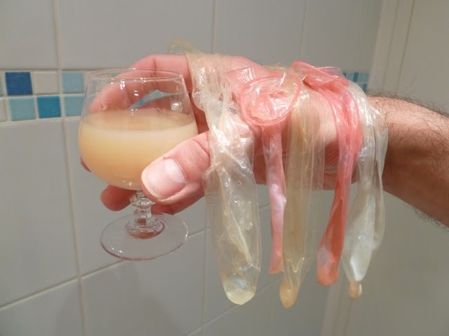 bbincumming2:    fag’s champagne! cheers!  Yummy  So condoms have their uses as