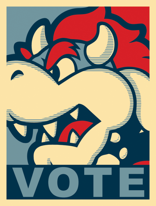 theawkwardgamer:  King Bowser Poster by NAMEISNAME All hail King Bowser! 